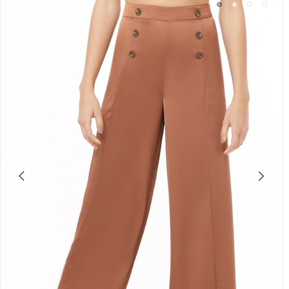 Forever 21 Double Breasted Wide Legged Pants Mocha